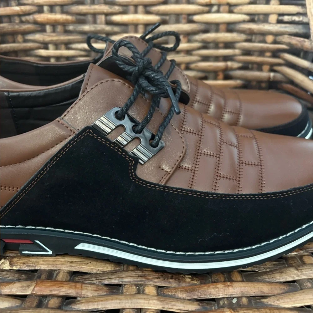 Gatsby Oxford Shoes Men's Size 49 US 14.5 Derby Orthopedic Comfort Brown Black